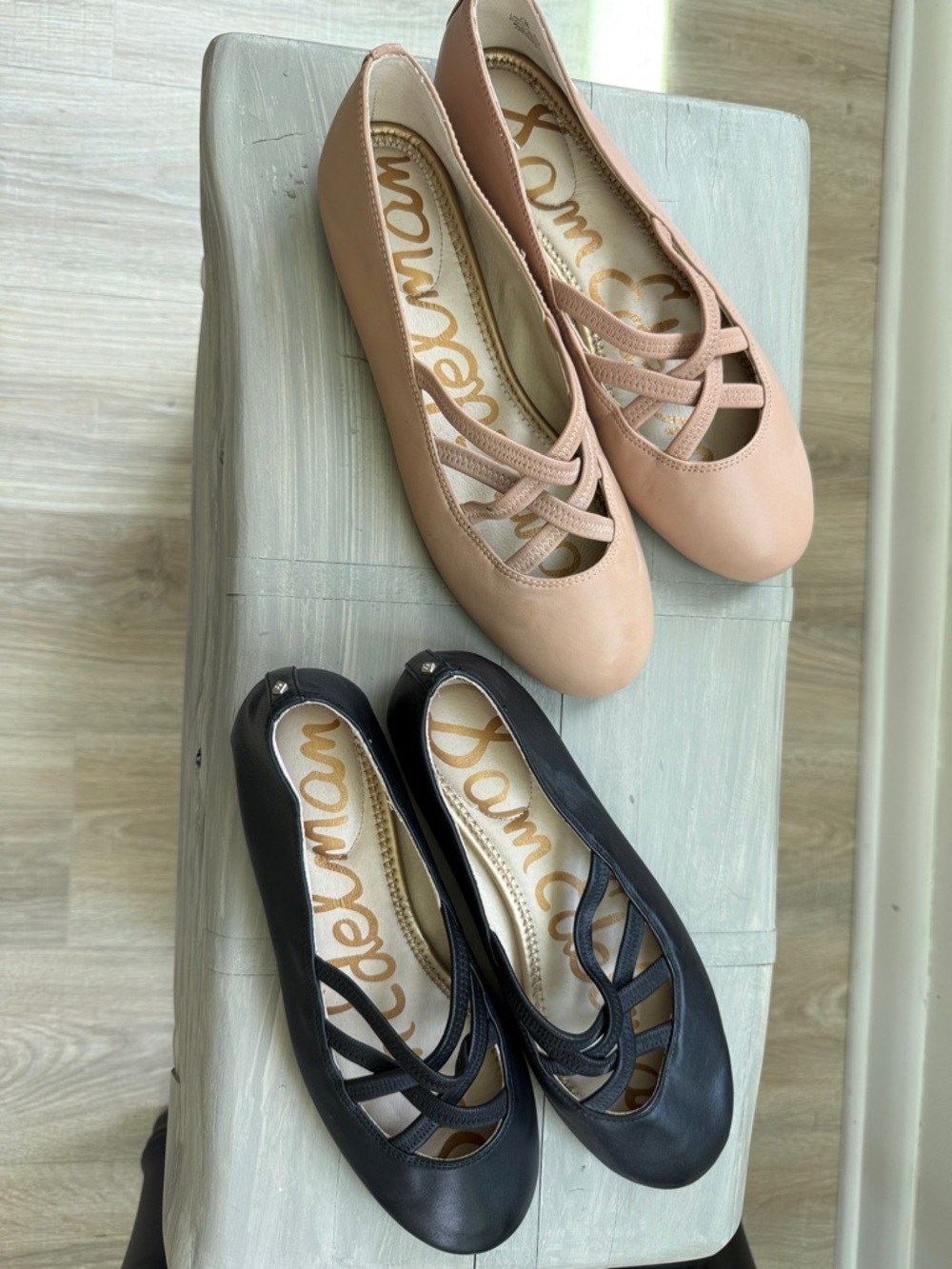 Sam Edelman Leather Ballet Flats in Black and Blush